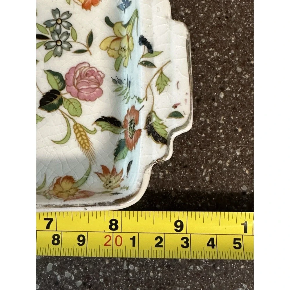 Vintage Japan Chintzware Rectangular Tray Floral Porcelain Trinket Vanity Dish